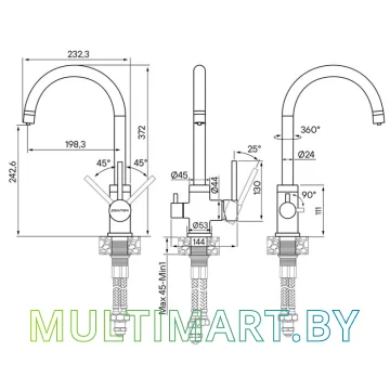 Смеситель Paulmark Essen Es213211-431BR (белый матовый/бронза) картинка 2